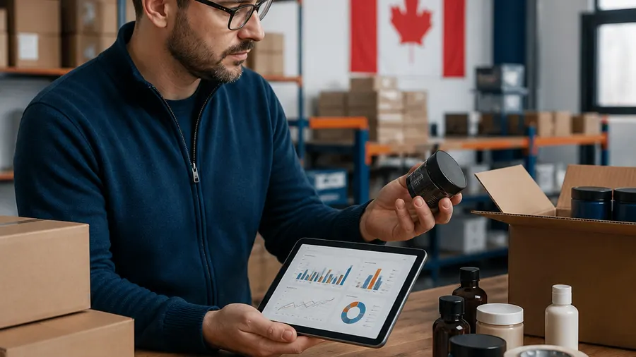 Ecommerce seller checks product units and fulfillment costs at a packing table