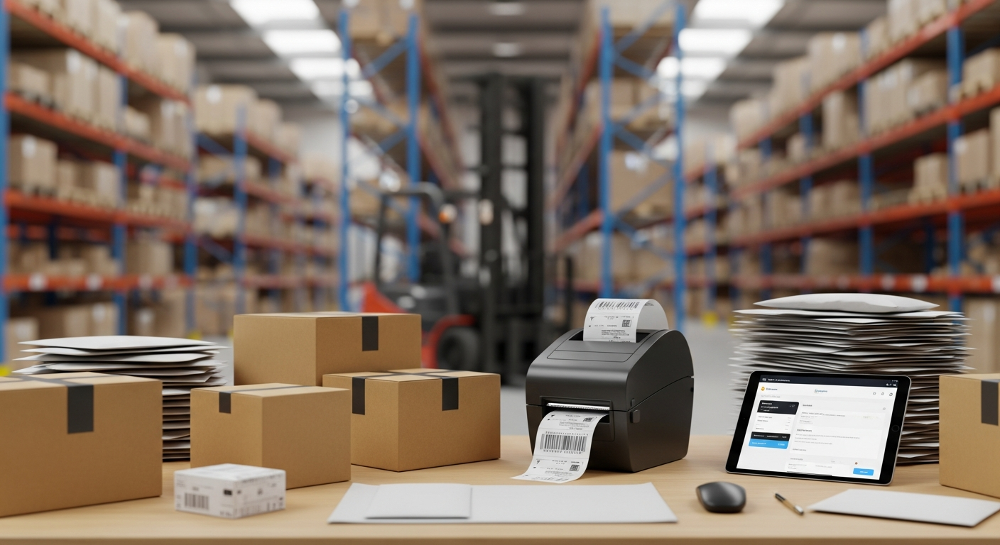 Order fulfillment line in an Ottawa facility moving picked orders toward packing and labelling stations