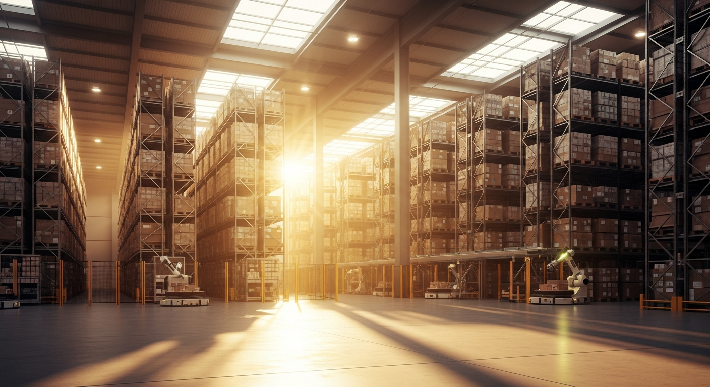 Integrated logistics operation in Ottawa with high-bay racking, inbound docks, and outbound staging under one roof