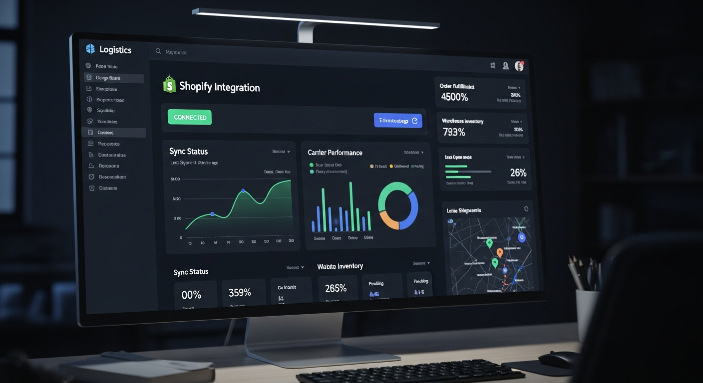Shopify admin dashboard integrated with a Canadian 3PL fulfillment platform showing real-time inventory and order sync