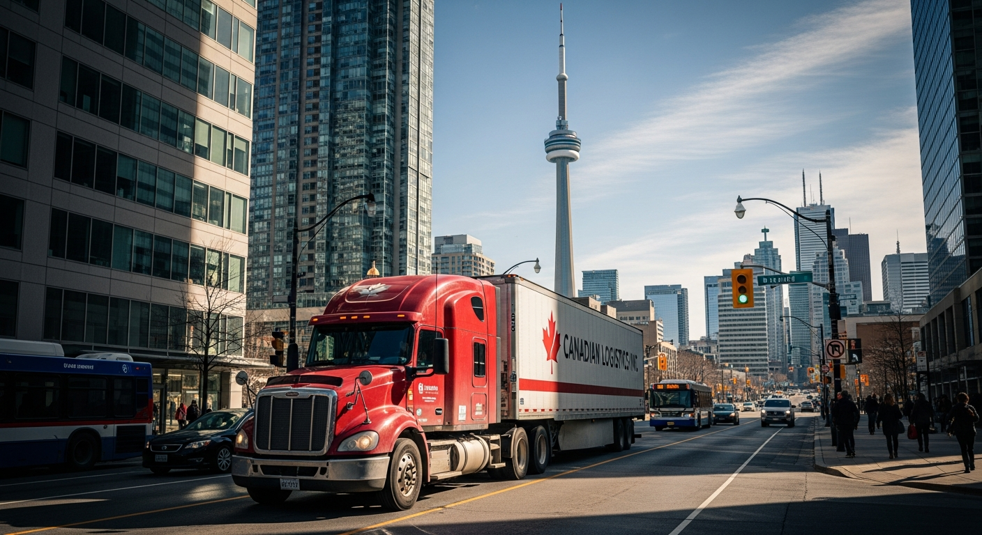 Tractor-trailer on Highway 401 between Toronto and Montreal