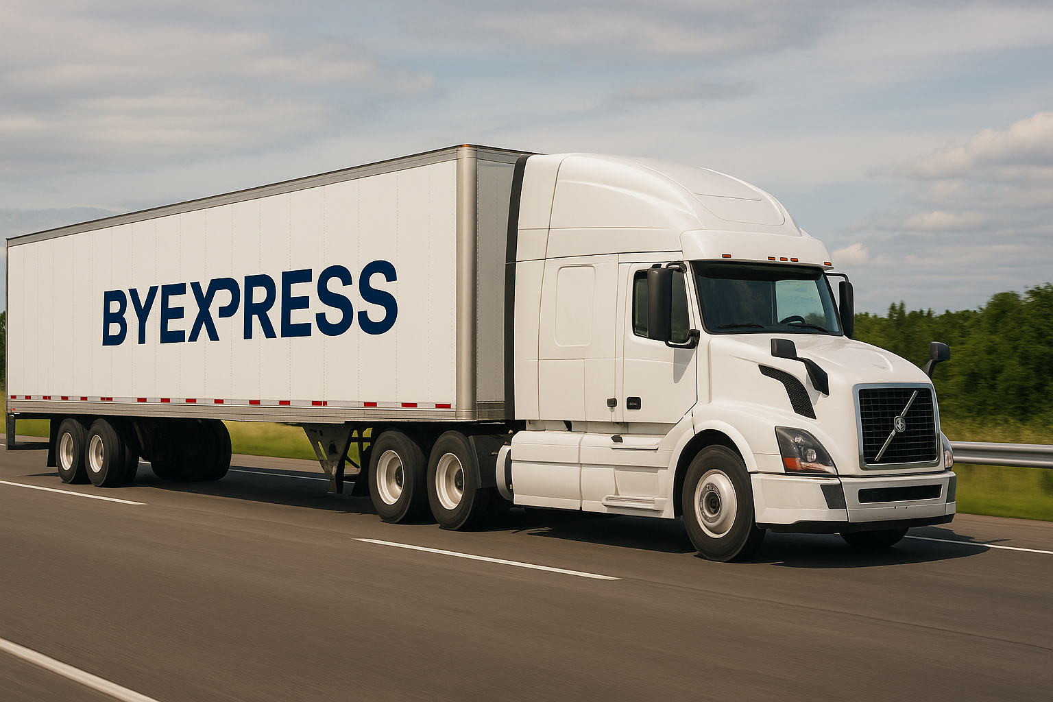 Logistics Truck by Byexpress Driving Through Canada