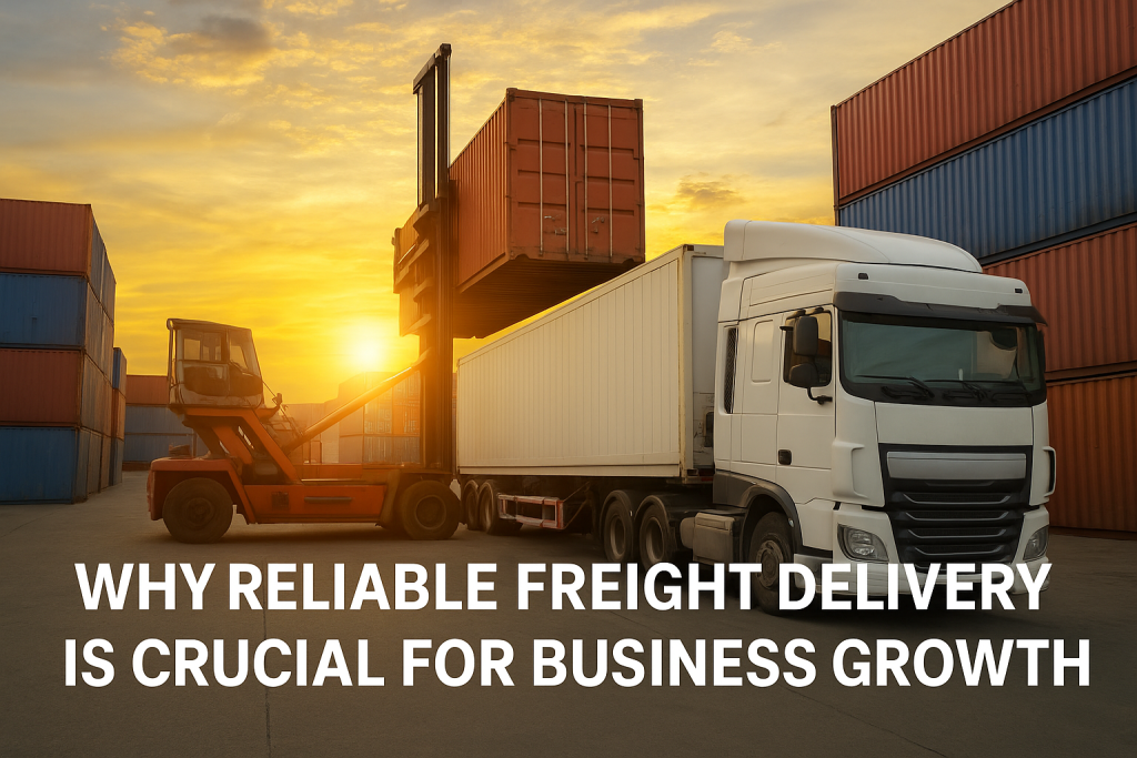 Container Truck and Reach Stacker at Sunset Shipping Yard