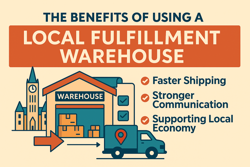  Local logistics benefits visual showing warehouse efficiency and community support