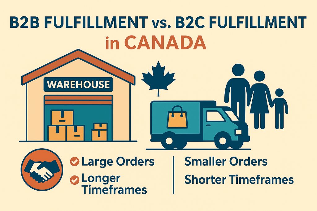 Canadian fulfillment models comparison visual showing order size and delivery type