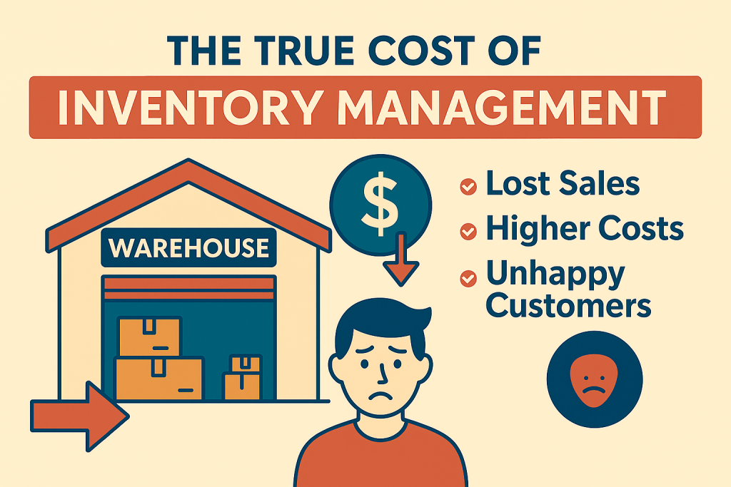 Inventory mismanagement visual showing financial loss and logistics impact